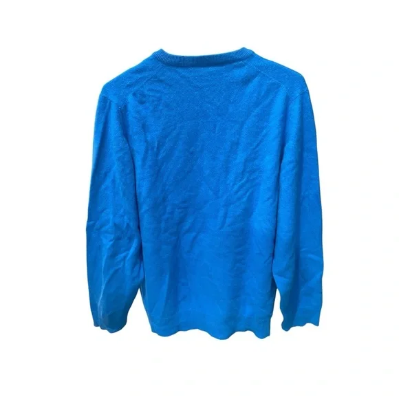 DUKE OF SCOTLAND Men’s Vibrant Blue V-Neck Cashmere Sweater Size XXL shrunk to L - Picture 10 of 12